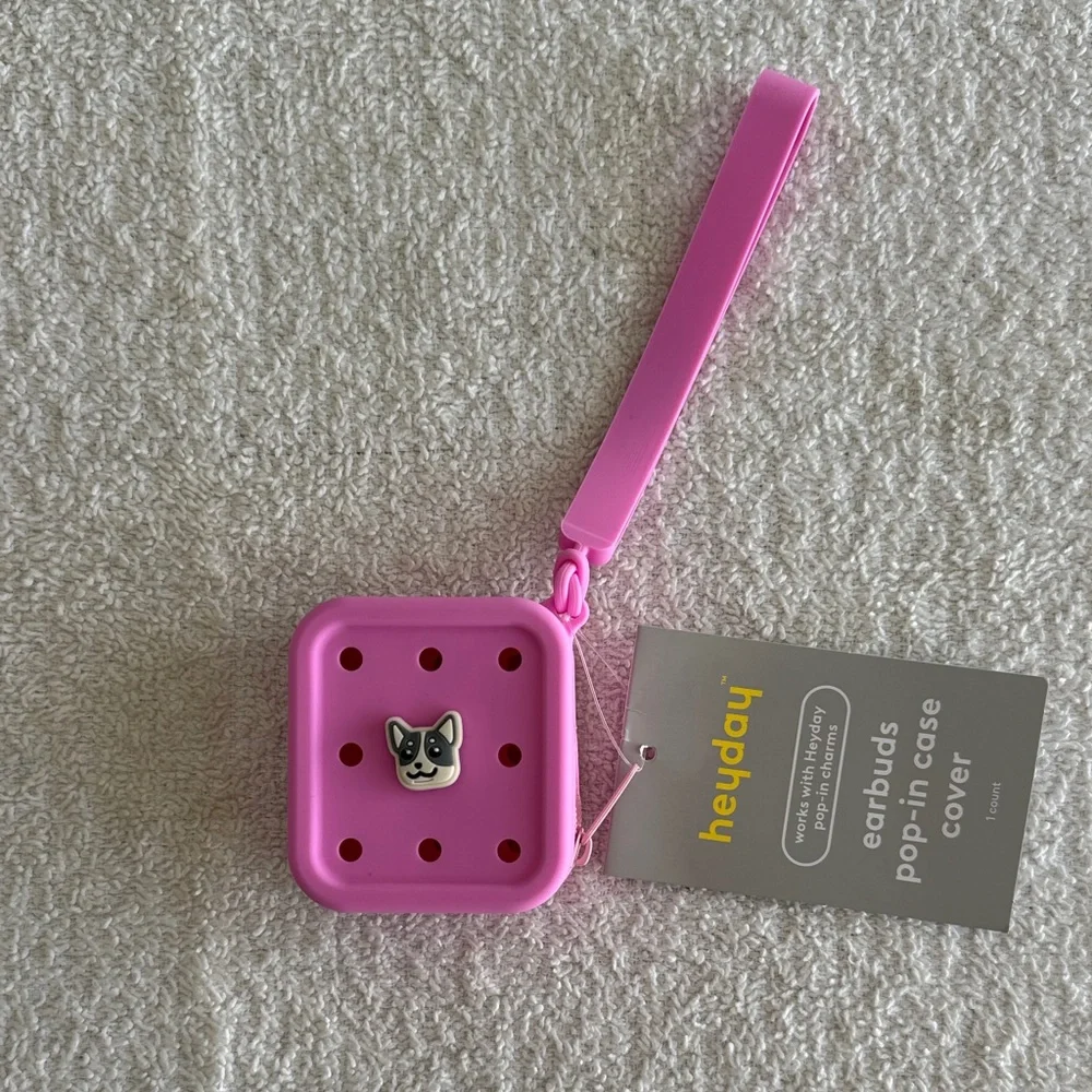 Heyday Pink Earbuds Pop-in Case Cover with Dog Charm